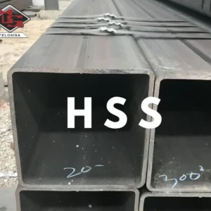 Perfiles estructurales HSS de acero con sección cuadrada, vistos desde sus extremos.